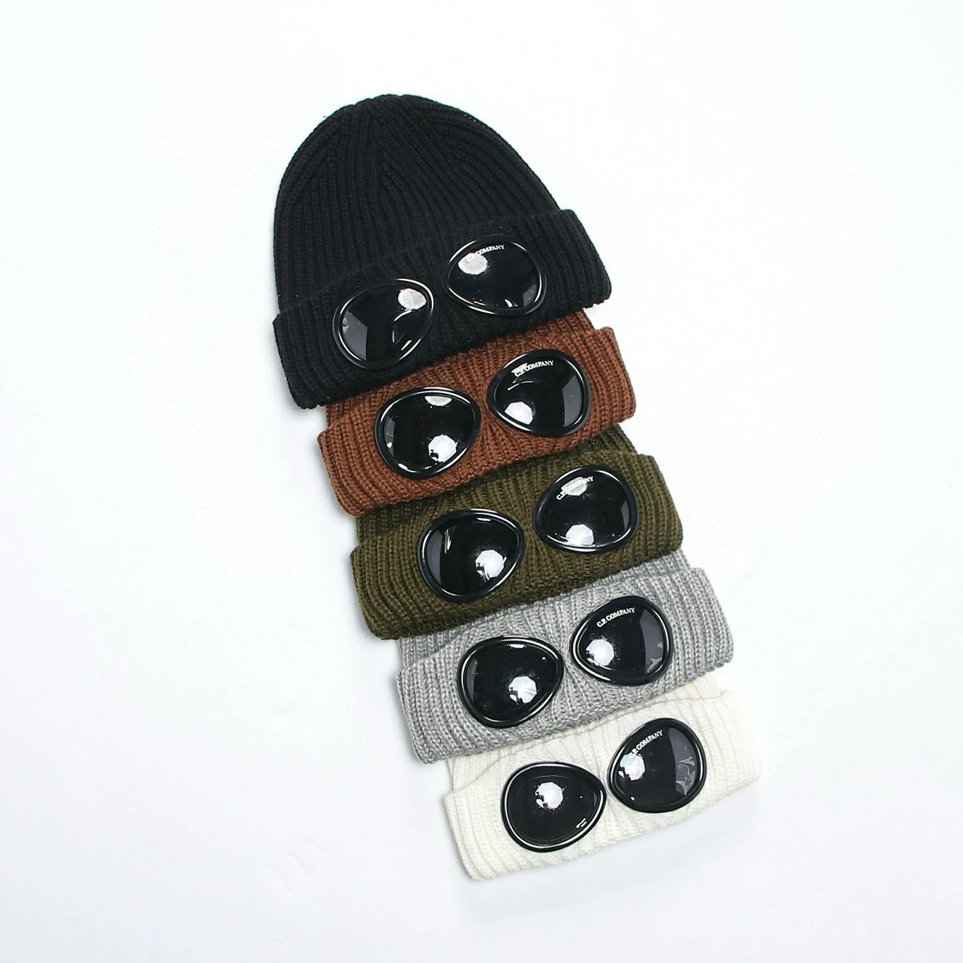 Five ribbed beanies in different colours